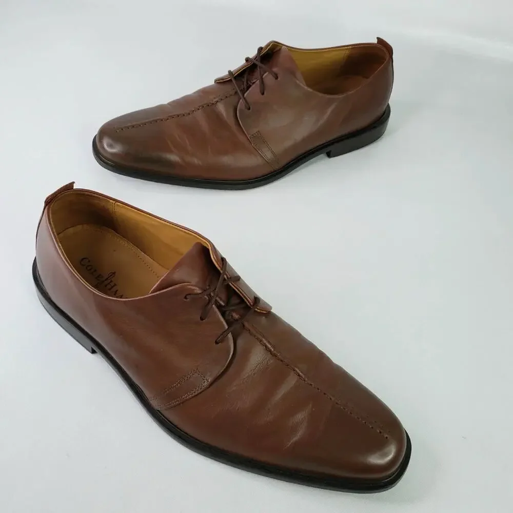 Cole Haan Beckett Dress Shoes Brown Leather Split Toe Lace Up Oxfords Mens14